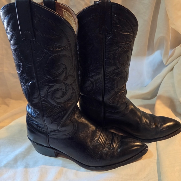 Vintage ACME Black Western Leather Boots Size 9.5 EW - Picture 2 of 8